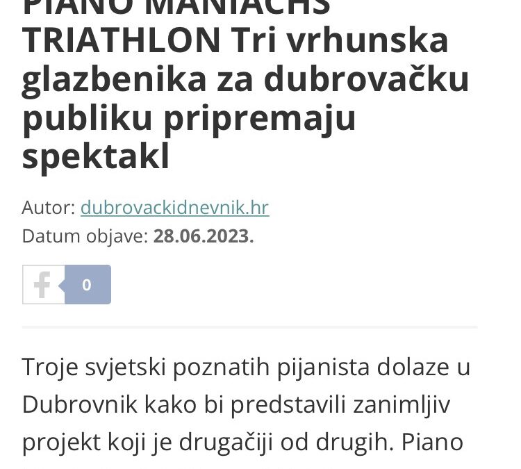 Piano Maniacs Triathlon in Dubrovnik